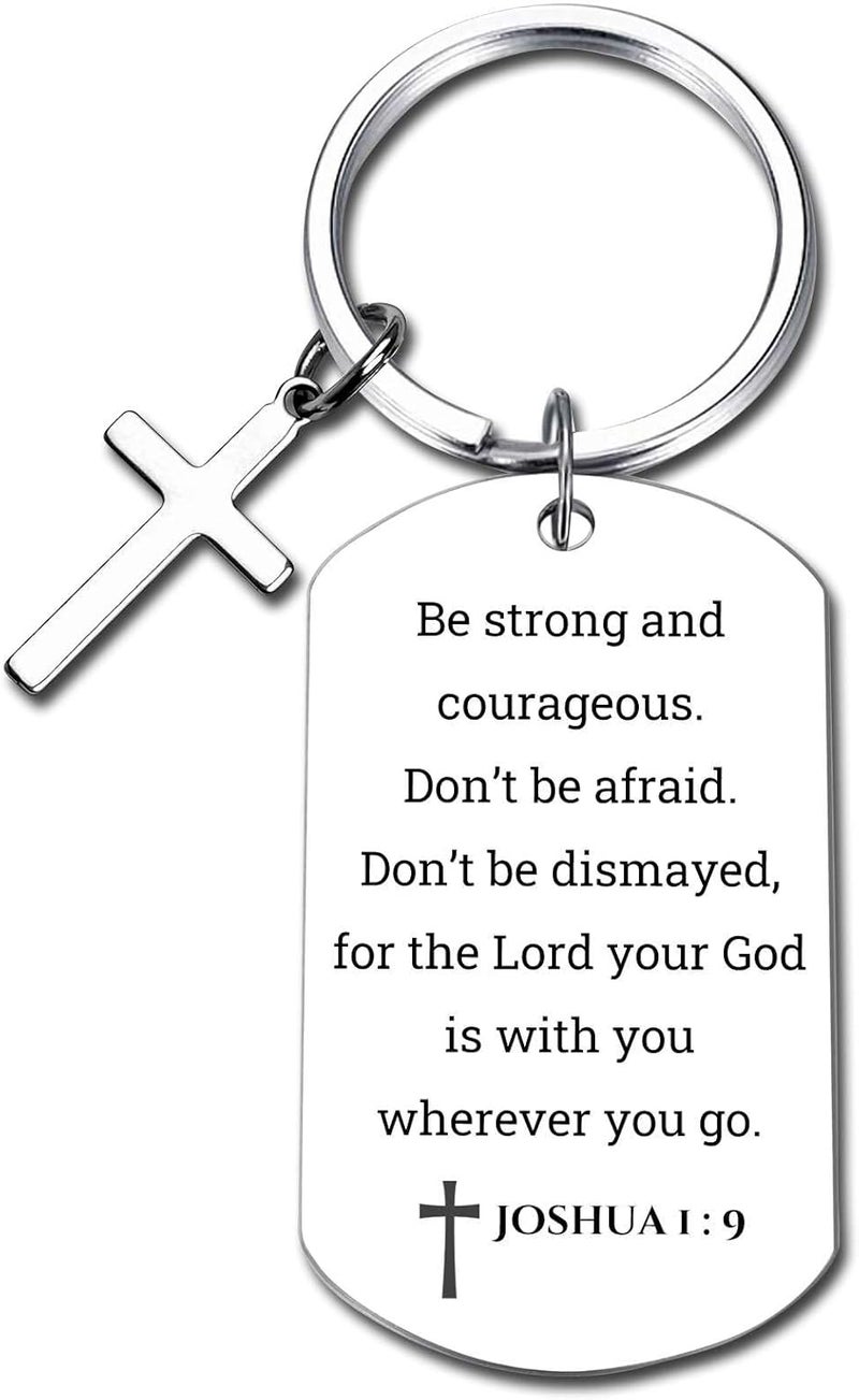 GiftYou Inspirational Scripture Metal Key Chains with Cross Pendant - Bible Verse Keychain Religious Gift for Christian - Image 1